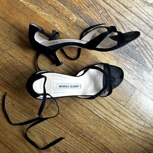 Manolo Blahnik Ankle Strap Suede Kitten Sandals Size 36.5 or 36